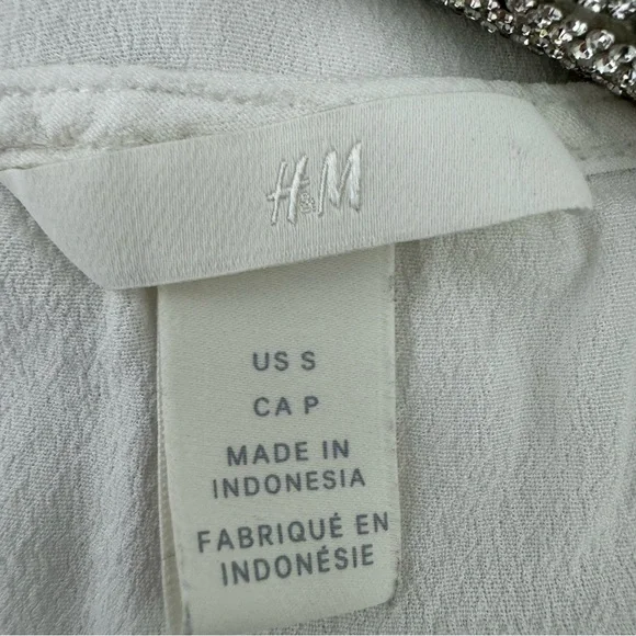 H&M blouse white cream button down style linen type shirt top cute cottagecore - Picture 5 of 7